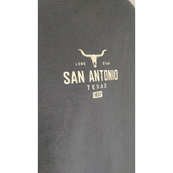 Gray Long Sleeve Comfort Wash San Antonio Texas T Shirt Large - Picture 4 of 8